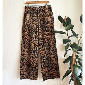 Fashion Nova Wide Leg Baggy Cheetah Leopard Print Jeans Size 11 Y2K 90s Skater